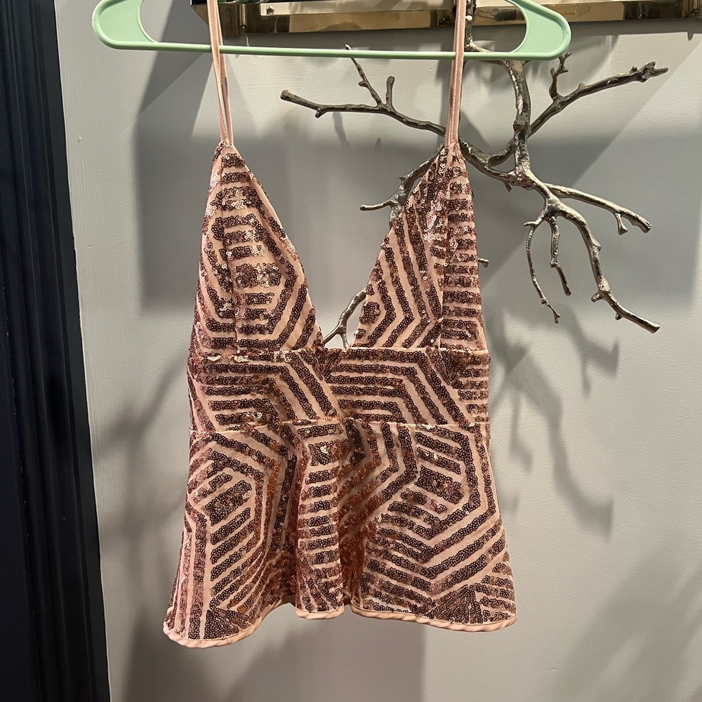 Never Worn: About Us pink sequin tank